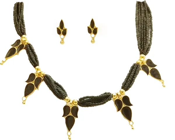 Assamese_Traditional_Gold_Plated_Black_Colour_Golpata_Necklace_Set_For_Women_&_Girl